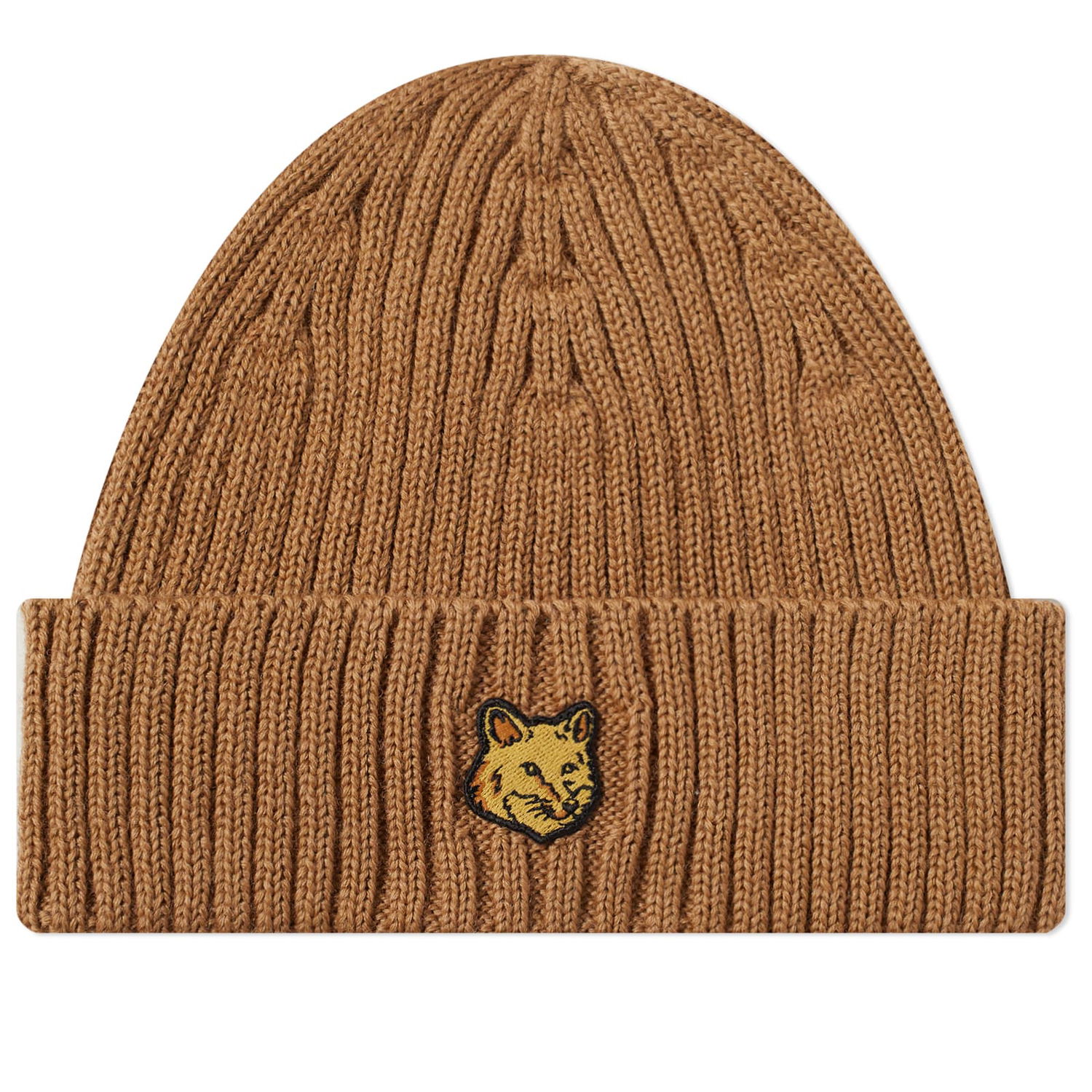 Pipo MAISON KITSUNÉ Fox Head Patch Ribbed Beanie Beige | LM06111KT1022-P236, 0