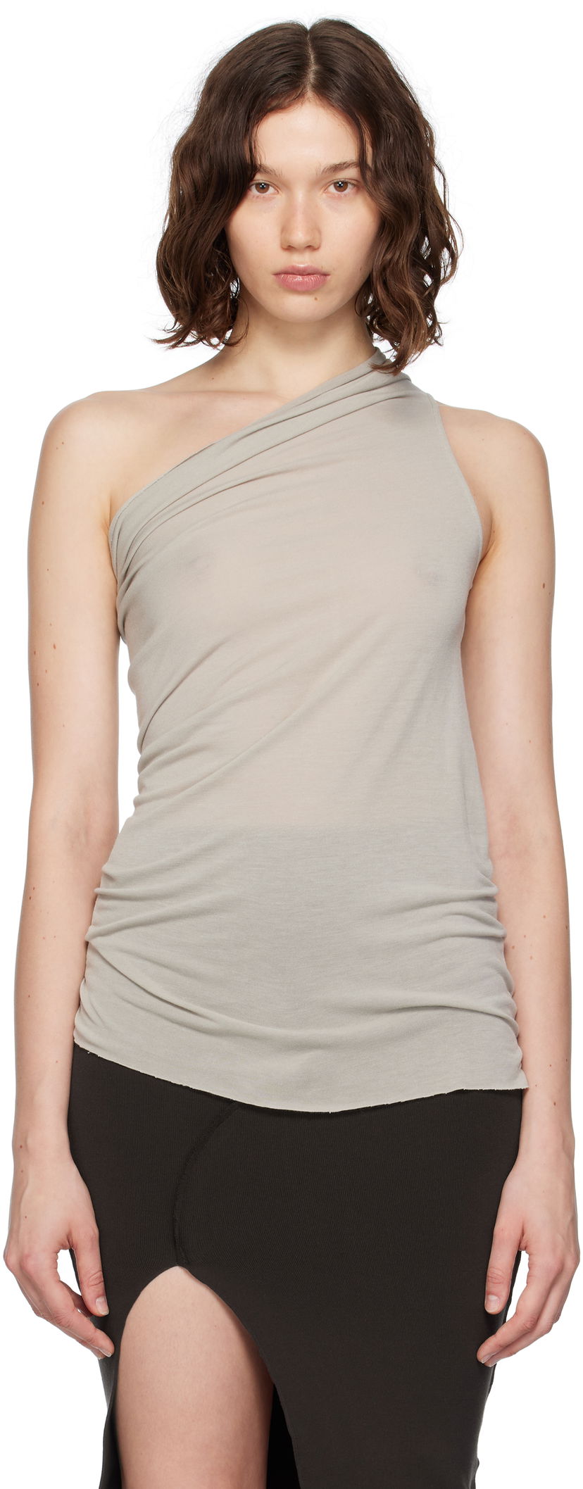 Tankkitoppi Rick Owens Rick Owens Athena One-Shoulder Tank Top Beige | RP02E4138 JS