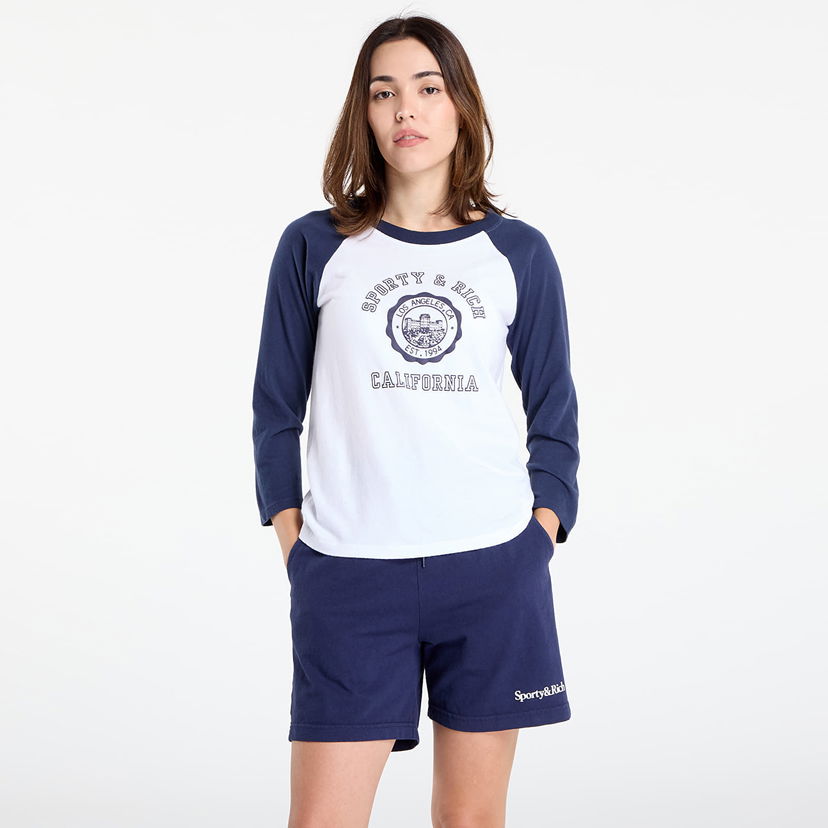 T-paita Sporty & Rich California Emblem Soft Baseball Tee White/ Dark Navy Valkoinen | TO090625508WH50