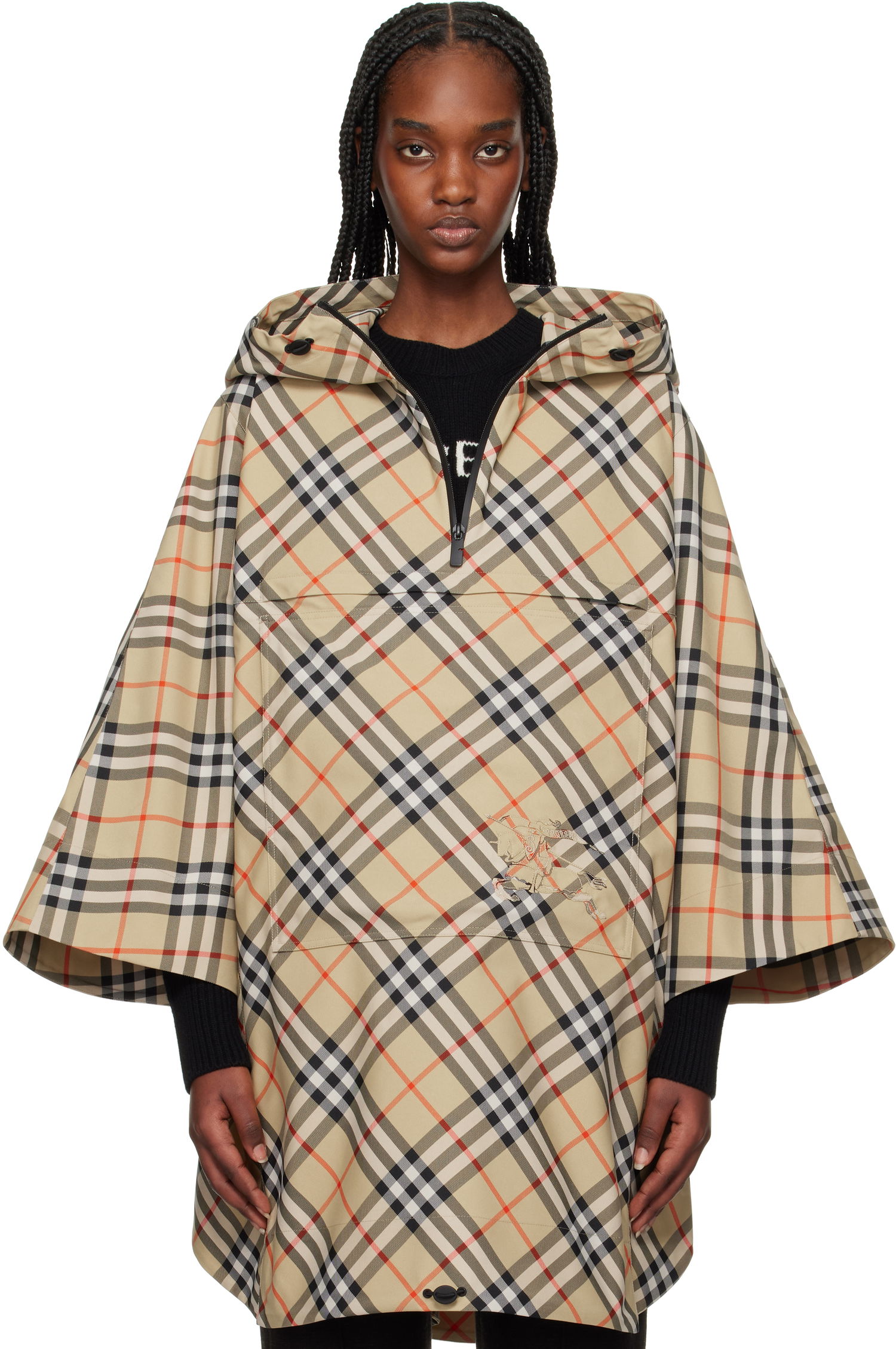 Sadetakki Burberry Burberry Packaway Check Twill Cape Jacket Beige | 8105325, 0