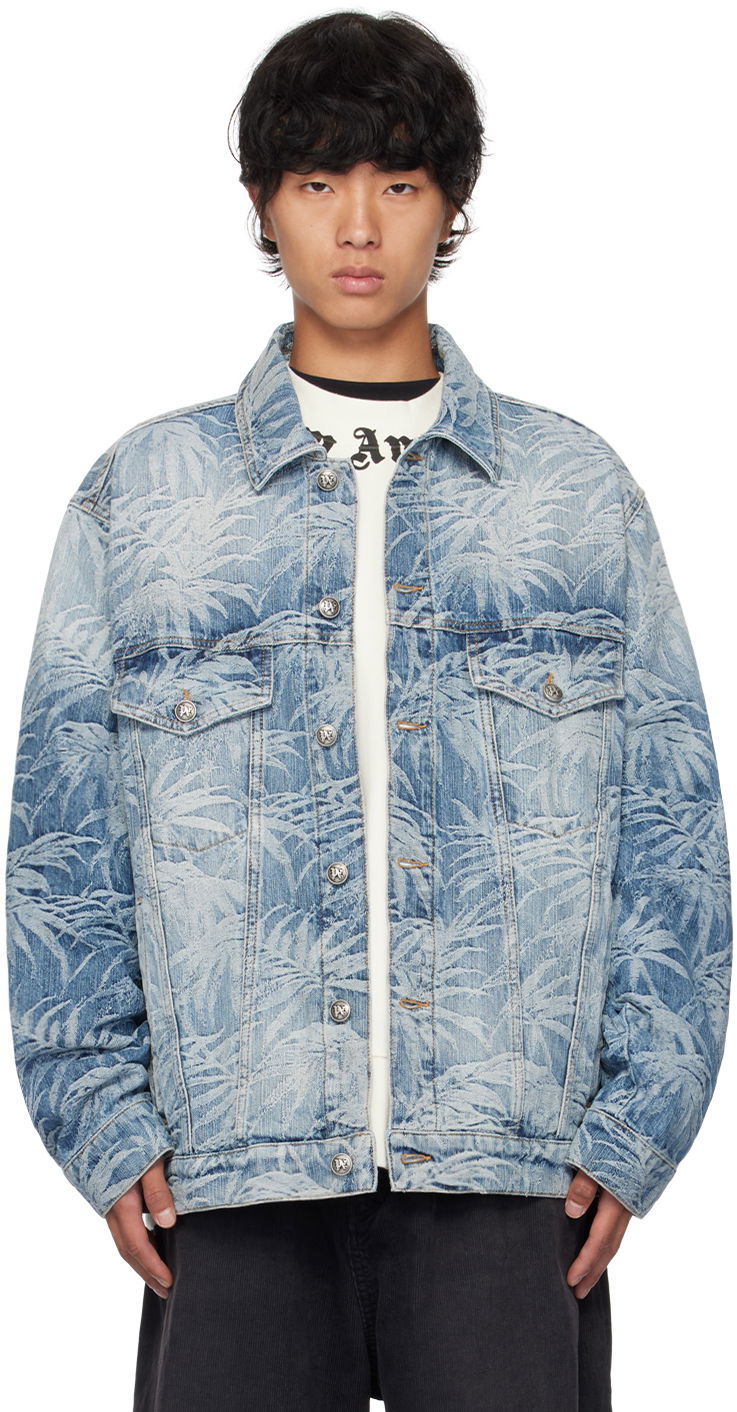Takki Palm Angels Blue Palms Wash Denim Jacket Sininen | PMYE053F24DEN0024903
