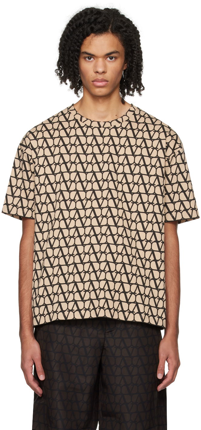 T-paita Valentino Appliqué Long Sleeve T-Shirt Beige | 4V3MG15L9UK